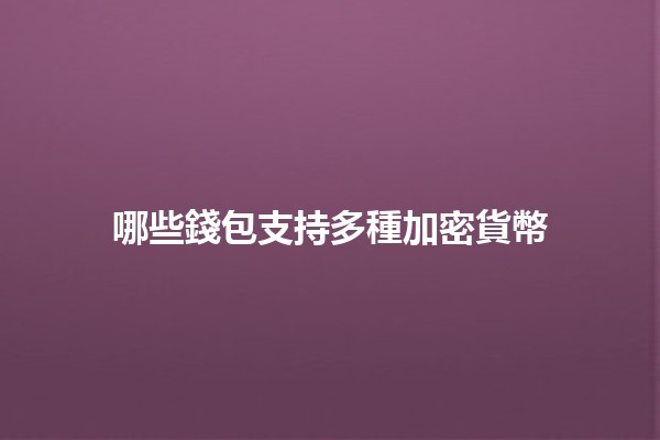 哪些錢包支持多種加密貨幣💰🔑