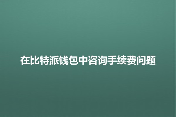 在比特派钱包中咨询手续费问题💰🔍