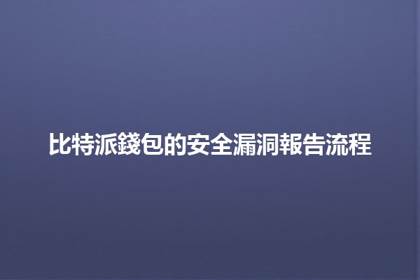 比特派錢包的安全漏洞報告流程🔒📝